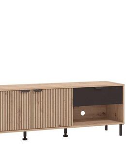 Home affaire Lowboard Mayenne TV-Lowboard, Breite 150 cm, TV-Schrank, TV-Ständer, TV-Kommode mit dekorativen schwarzen Streifen, in Artisan Eiche