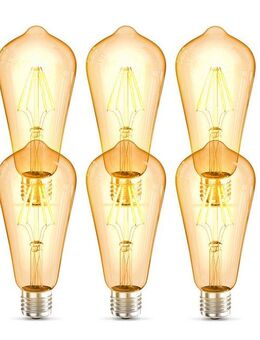 B.K.Licht LED-Leuchtmittel LED Leuchtmittel 6er Set E27 ST64, E27, 6 St., Warmweiß, 2.700 K Edison Vintage Glühbirne Filament