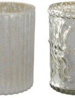 Creativ deco Windlicht (4 St), mit unterschiedlich strukturierten Oberflächen, 4er Set, H: ca. 10 cm