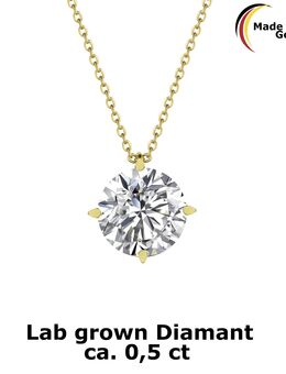 1 Collier mit Lab Grown Diamant ca. 0,5 ct, Rundankerkette in Gelbgold 585/-, - Essen