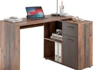 FMD Eckschreibtisch AUGSBURG, Schreibtisch/Sideboard m. Stauraum, beidseitig montierb., 117/148 cm