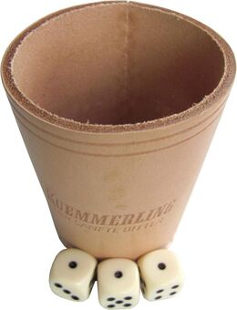 Kuemmerling - - Würfelbecher mit 3 Würfeln - aus Leder - Motiv 1 - Doberschütz