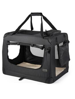 Lionto Hundetransportbox aus Textil, schwarz - B 69 x T 101 x H 70 cm