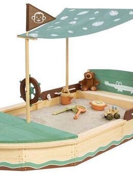 MUDDY BUDDY® Sandkasten Jungle King, natur - salbei - mokka, FSC® - schützt Wald - weltweit