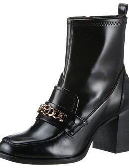 Tamaris Stiefelette Blockabsatz, Partyschuh mit eleganter Zierkette und Logoemblem