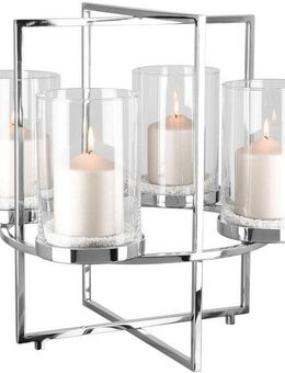 Fink Kerzenleuchter NORMAN, Weihnachtsdeko, 4-flammig, Adventsleuchter (1 St), aus Edelstahl und Glas - Höhe 43 cm x Ø 46 cm