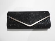 Clutch schwarz Glitzer chic mit Metallkette Party Silvester Hochzeit 26x10 - Rödermark