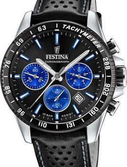 Festina Chronograph Timeless Chronograph, F20561/6, Armbanduhr, Quarzuhr, Herrenuhr, Stoppfunktion, Lederarmband