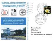 BRD: 17.06.2017, "Olympia- und Sport-Philatelisten-Club und Int. Motivgruppe "Olympiaden und Sport" zu Gast in Berlindenburg an der Havel", Ganzstück (Postkarte), BRD MiNr. 3303, Tagesstempel, echt gelaufen (2) - Brandenburg (Havel)