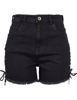 URBAN CLASSICS Stoffhose Urban Classics Damen Ladies Highwaist Denim Lace Up Shorts (1-tlg)