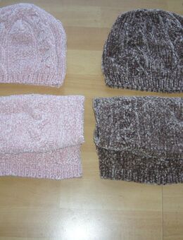 Mütze und Loopschal - Rosa - Braun - Neu - Halbemond