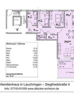3 Zi. EG mit Terrasse ca. 95 m² - Wohnung 3 - Siegfriedstr. 4, 79787 Lauchringen - Neubau - Lauchringen