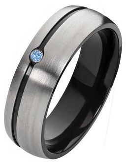 Damenring Titanring DT136 schwarz - Zirkonia blau - Aholming