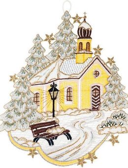 W. Reuter & Sohn - Plauener Spitze® Fensterbild Kapelle, Made in Germany