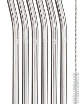 WMF Trinkhalme WMF, (Set, 7-tlg), 6-teiliges Set, 22 cm Länge, inkl. Reinigungsbürste, Borosilikatglas