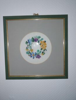 Bild Stickbild Landhaus Vintage Blumen Kranz Blumenkranz - Greifswald