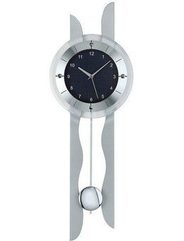 AMS Funk-Pendelwanduhr F5243 (Quarzuhr, Holz-/Aluminiumgehäuse,Esszimmer,Wohnzimmer)