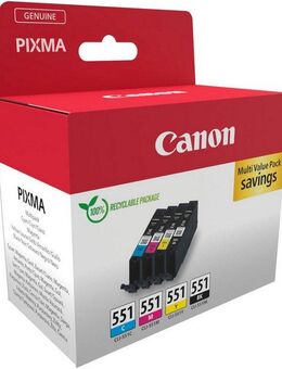 Canon CLI-551 BK/C/M/Y Multipack Tintenpatrone (Packung, 4-tlg)
