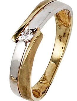 JOBO Goldring Ring mit Zirkonia, 333 Gelbgold Weißgold Bicolor