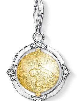 THOMAS SABO Charm-Einhänger Vintage Weltkugel, 1711-849-39, mit Zirkonia (synth)