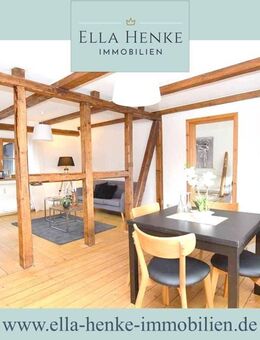 Wie ein Haus: Stilvolle, schöne Fachwerk-Maisonette-Wohnung mit großer Terrasse + Mini-Garten... - Schöppenstedt