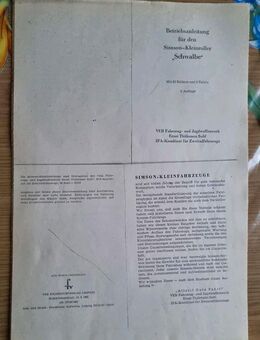 Betriebsanleitung Simson-Kleinroller Schwalbe - Neustadt (Rübenberge)