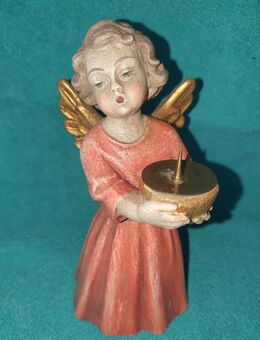 Engel mit Kerzenhalter, Lindenholz, geschnitzt, 15 cm hoch, guter - Eisenberg (Bayern)