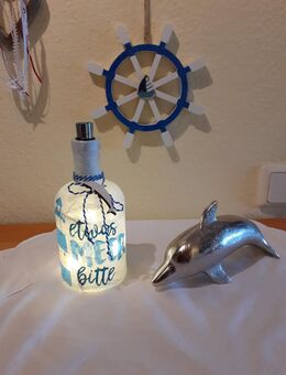 Glas Lichtflasche Tischlampe Maritim Deko " etwas Meer bitte " LED Lichterkette Batterie - Rheinbach
