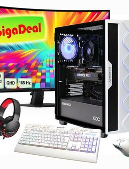 GAMEMAX GigaDeal Gaming-PC-Set Diamond WT PC-Komplettsystem (32", Intel® Core i7 14700F, GeForce RTX 4070, 32 GB RAM, 1000 GB SSD, Windows 11 + Gigabyte GS32QC LED-Monitor Curved, 80 cm (32)