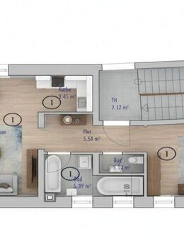 Helle möblierte EG-Wohnung in Roth mit Top-Lage - ab 3 Monat mietbar - Roth (Bayern)