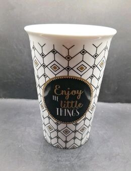 Kaffeebecher Coffee Mania Enjoy the Little Things 14cm hoch 9cm breite Porzellan - Essen