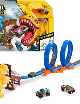ZURU Autorennbahn Metal Machines, T-Rex Attack, Inkluisve 1 Fahrzeug