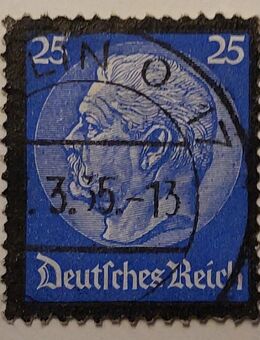 Briefmarke Deutsches Reich 1934, Tod von Paul Hindenburg,25 Pf. - Leverkusen