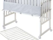 roba® Stubenbett 3in1 roba Style, weiß/silbergrau, mit 4 Rollen, Matratze, Nestchen und Sicherheitsbarriere