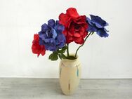 4 riesige ROSEN, 2 Blaue 2 Rote, L 90 cm, Kunstseide - Sinzig