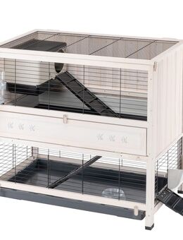 Ferplast Holzkäfig Cottage Indoor Home - weiß: L 107,5 x B 67,5 x H 102 cm