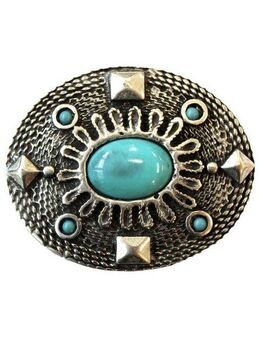 Rettungsring Gürtel Gürtelschnalle Wechselschnalle »Oval Mit Blauem Stein«, individuelle Gürtelschnalle