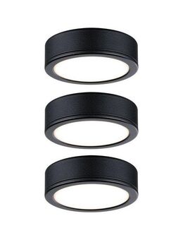 Paulmann Unterschrankleuchte Möbel Set Pukk 3x3,5W 210lm 12/230V 2700K Kunststoff/Schwarz, LED fest integriert, Warmweiß