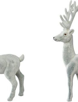 Creativ deco Weihnachtsfigur Hirsch, Weihnachtsdeko (2 St), Dekofigur mit feiner Samtoberfläche, Höhe 29 cm