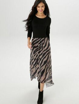 Aniston SELECTED Jerseykleid im Materialmix mit trendigen Animalprint - NEUE KOLLEKTION