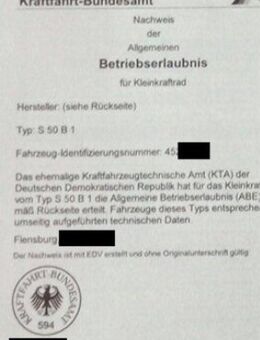 Simson Rahmen s50b mit kba Papiere Versand möglich - Braunsbedra