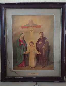 Bild Antik - Heilige Familie - Jesus mit Maria und Josef u. Dreifaltigkeit - Geilenkirchen