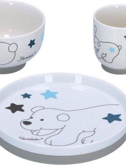 Sterntaler® Kindergeschirr-Set Eisbär Elia (3-tlg), Porzellan, Silikon