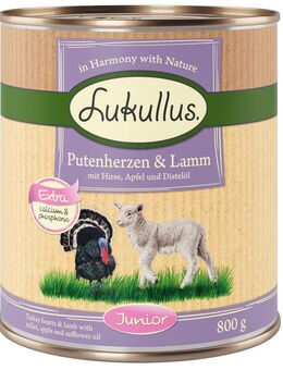 Lukullus Naturkost Junior 6 x 800 g Putenherzen & Lamm