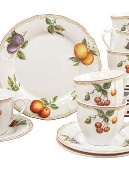 CreaTable Kaffeeservice Geschirr-Set Flora Orchard (18-tlg), 6 Personen, Porzellan, Service, 18 Teile, für 6 Personen