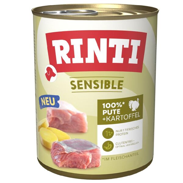 Sparpaket RINTI Sensible 24 x 800g - Pute & Kartoffel - 