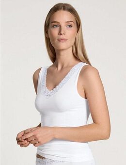 CALIDA Tanktop Natural Comfort Lace elastisch, V-Ausschnitt, weiche Spitze, breite Träger