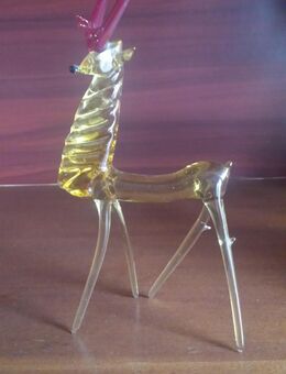 Lauschaer Glasfigur - Hirsch, farbig, DDR - Leipzig