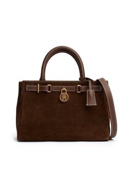 Tommy Hilfiger Tragetasche AMERICAN ICON MINI TOTE SUEDE LE, Damen Handtasche, Umhängetasche mit Zierschnallen und Zierschloß
