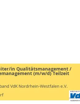 Sachbearbeiter/in Qualitätsmanagement / Beschwerdemanagement (m/w/d) Teilzeit - Düsseldorf